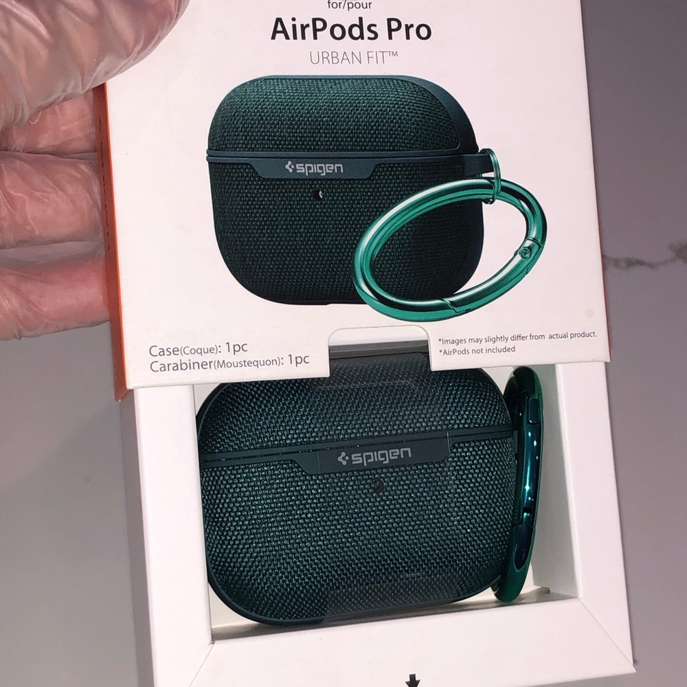 Spigen AirPods Pro Urban Fit Case with Metallic Teal Carabiner